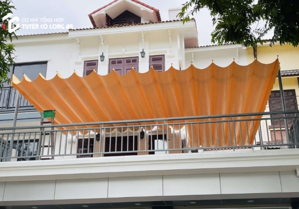 Lắp đặt mái che bạt xếp, mái bạt kéo lượn sóng giá rẻ tại Long An